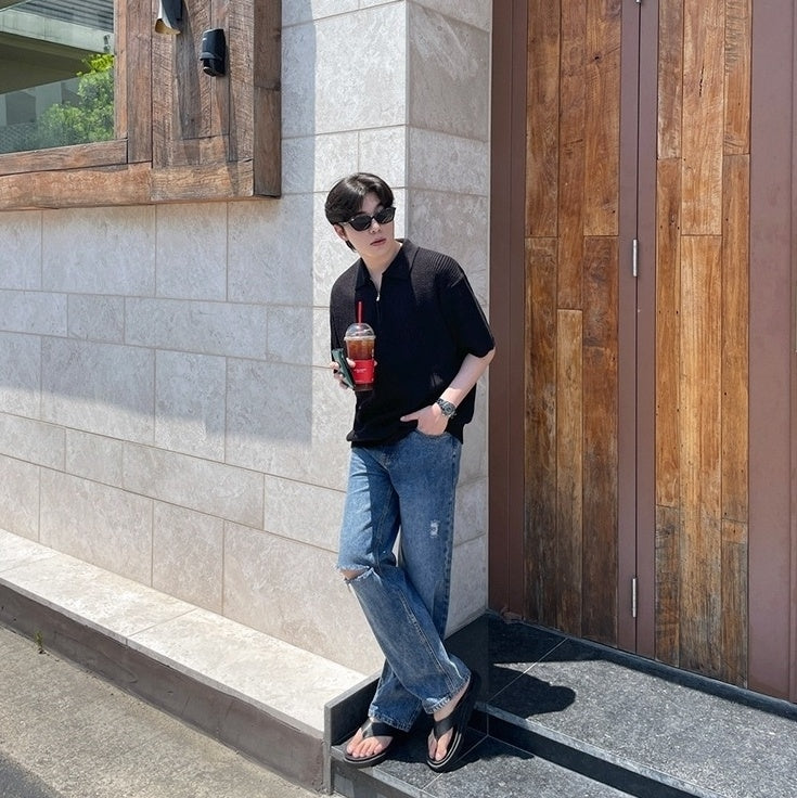 Vintage Relaxed Fit Distressed Denim Jeans