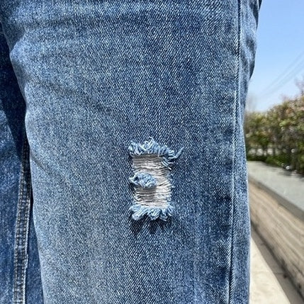 Vintage Relaxed Fit Distressed Denim Jeans