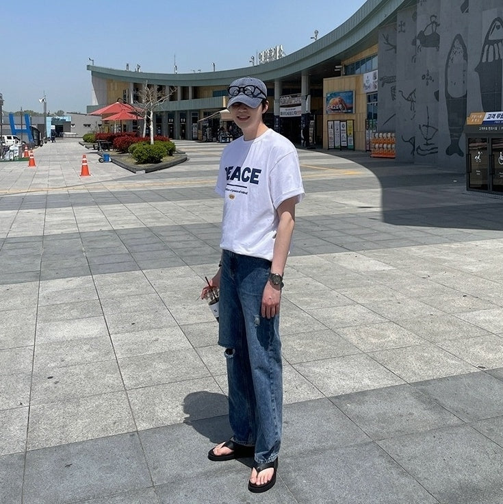 Vintage Relaxed Fit Distressed Denim Jeans