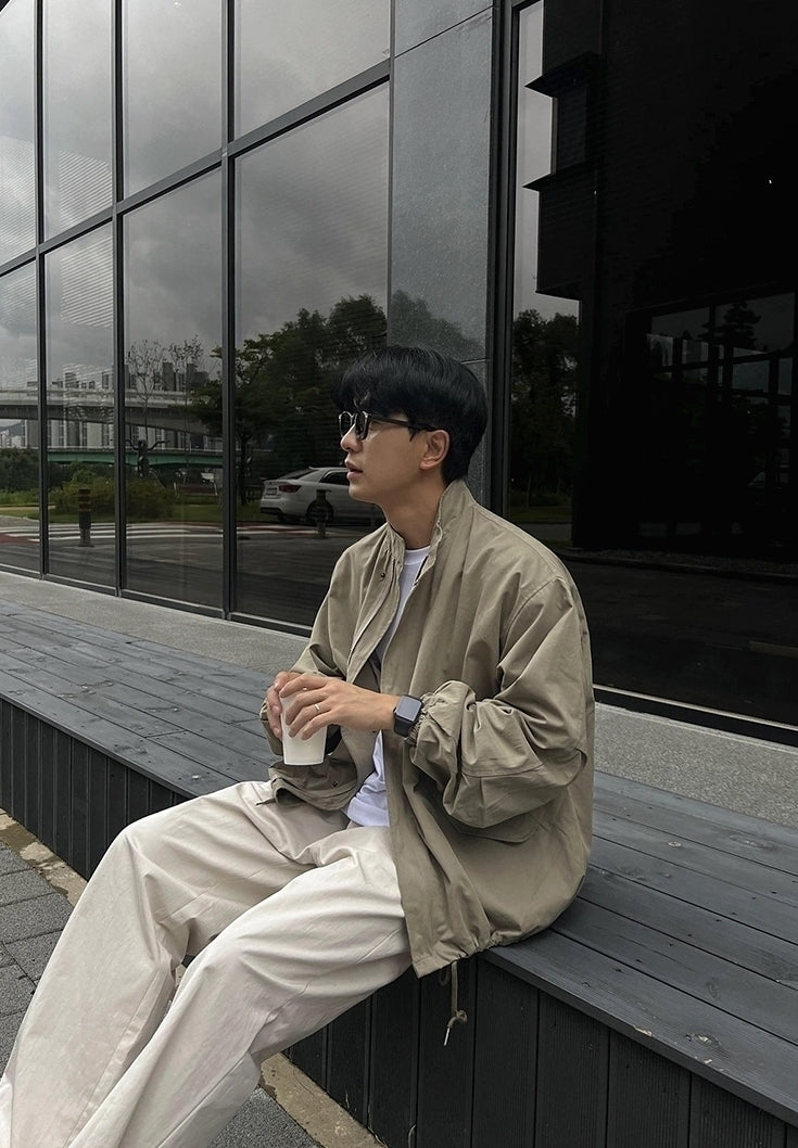Vintage Relaxed Fit Stand Collar Jacket