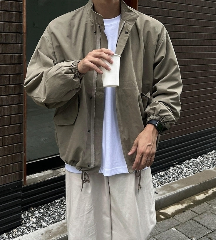 Vintage Relaxed Fit Stand Collar Jacket