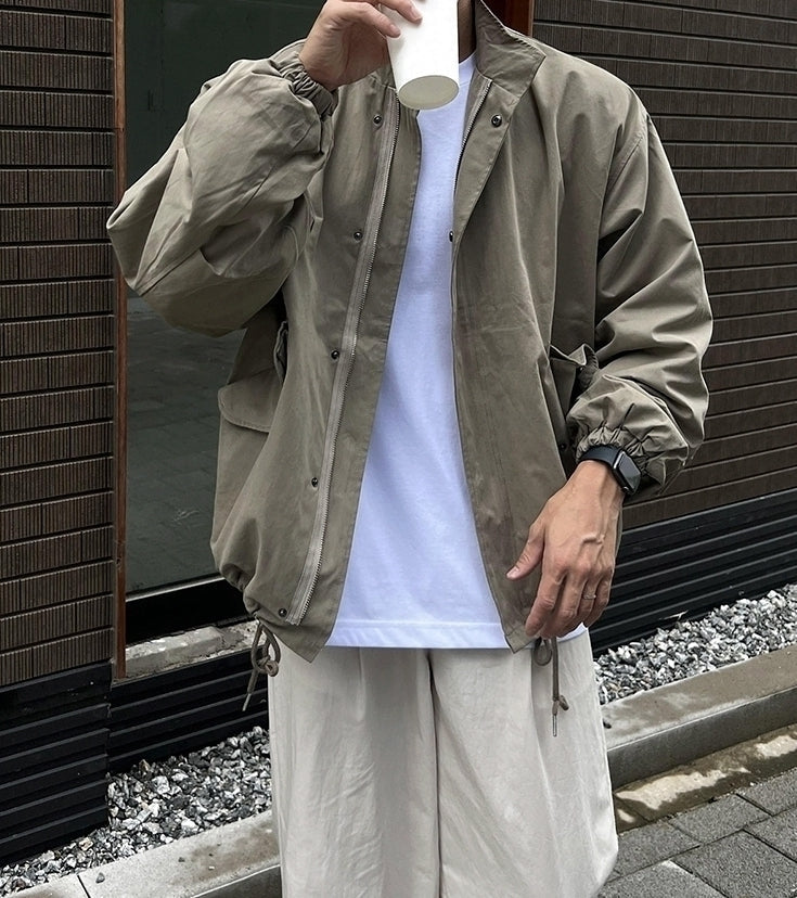 Vintage Relaxed Fit Stand Collar Jacket