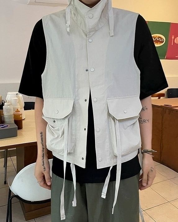 Vintage Retro Sleeveless Hooded Vest Jacket