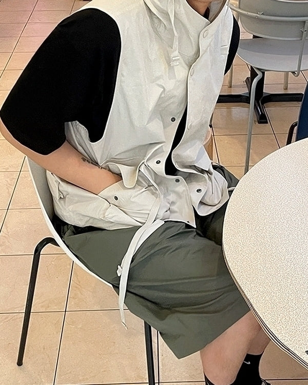 Vintage Retro Sleeveless Hooded Vest Jacket