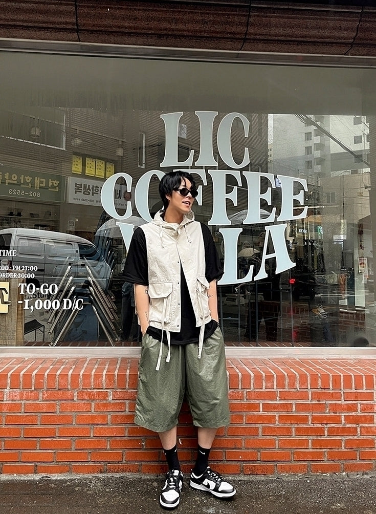 Vintage Retro Sleeveless Hooded Vest Jacket