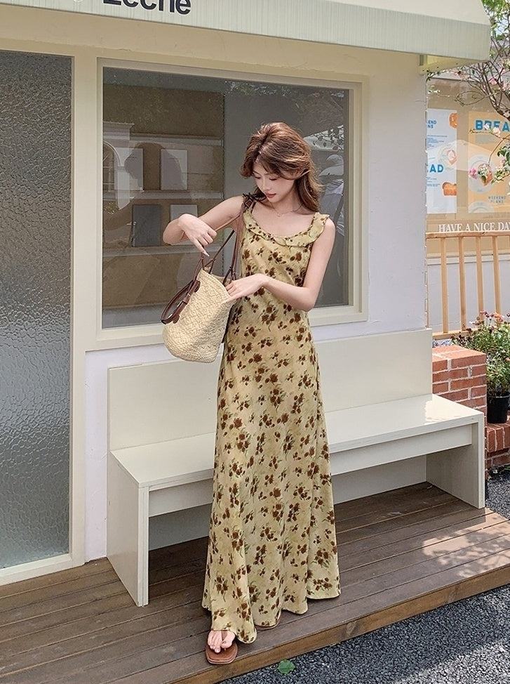 Vintage Rose Print Romantic French Style Sundress