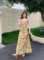 Vintage Rose Print Romantic French Style Sundress