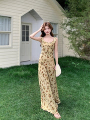 Vintage Rose Print Romantic French Style Sundress