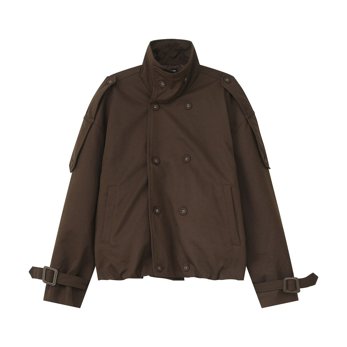 Vintage Stand Collar Double Breasted Short Jacket
