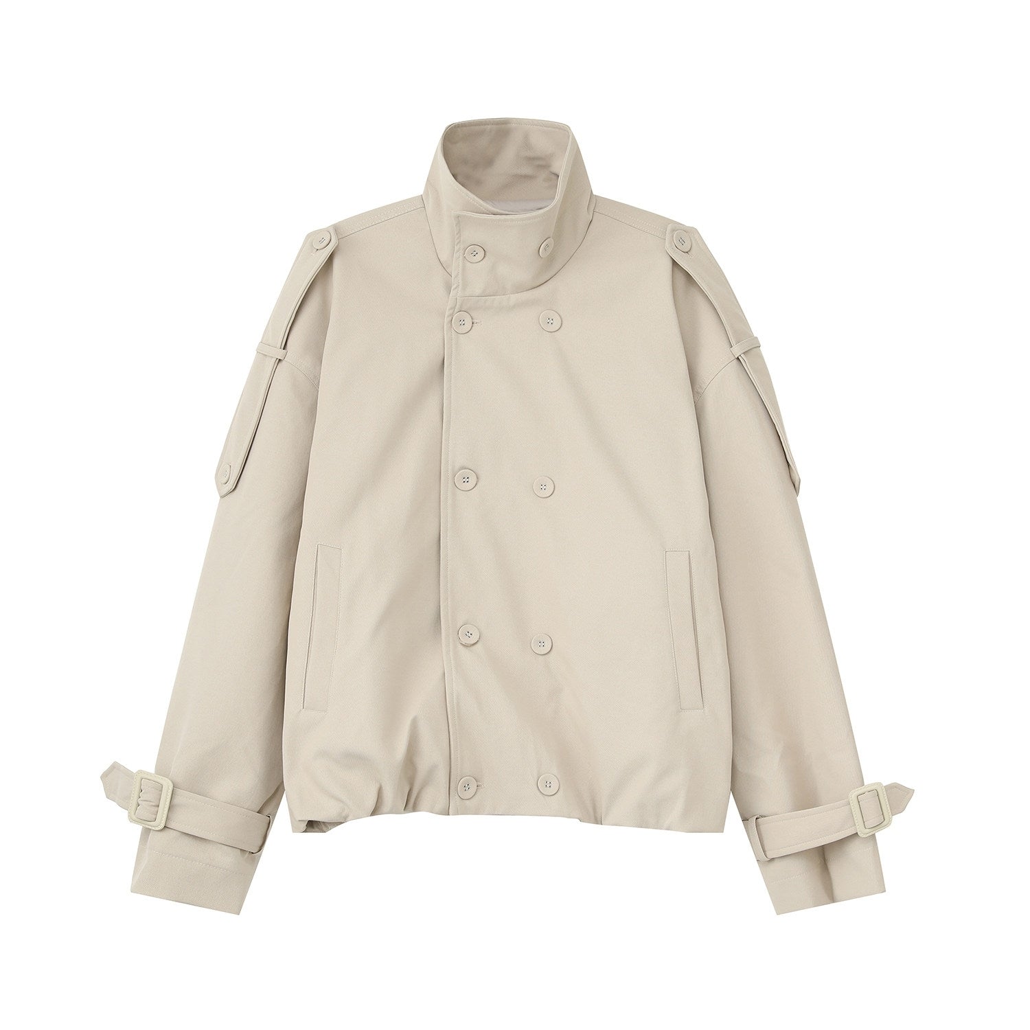 Vintage Stand Collar Double Breasted Short Jacket