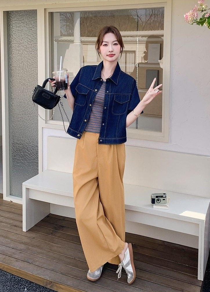 Vintage Striped Denim Three Piece Outfit