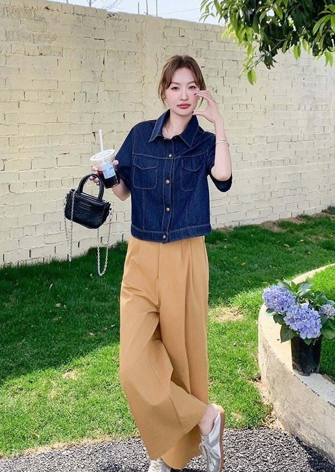 Vintage Striped Denim Three Piece Outfit
