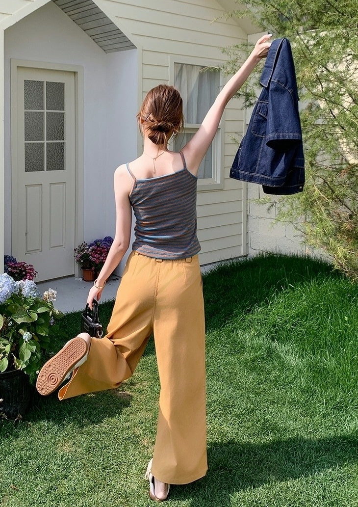 Vintage Striped Denim Three Piece Outfit