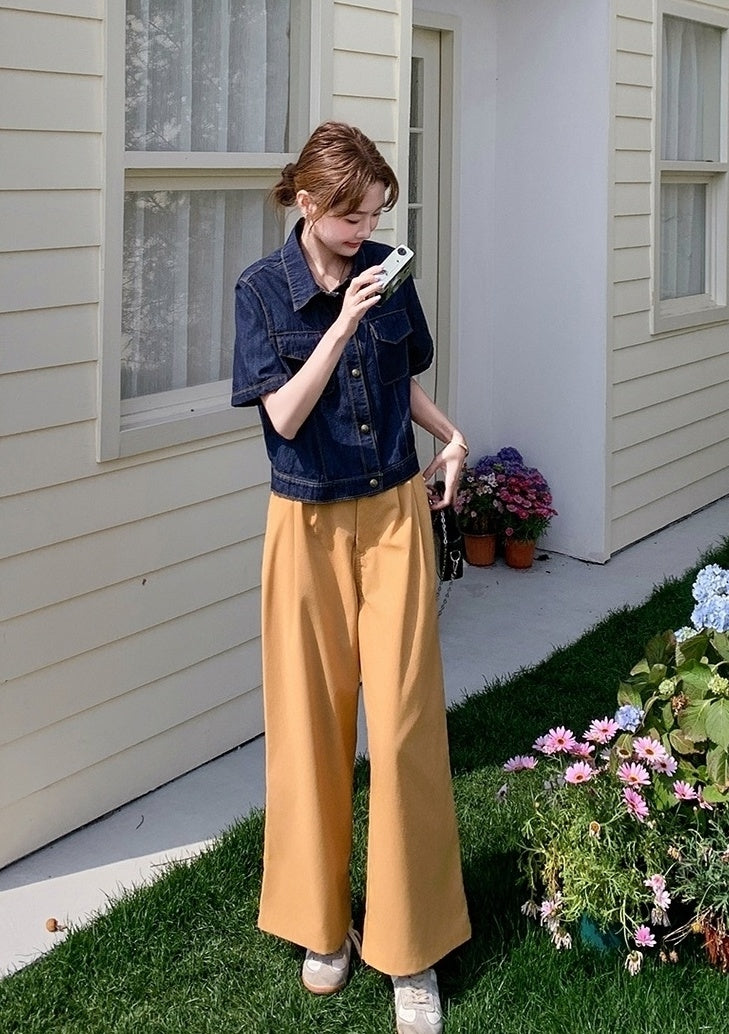 Vintage Striped Denim Three Piece Outfit