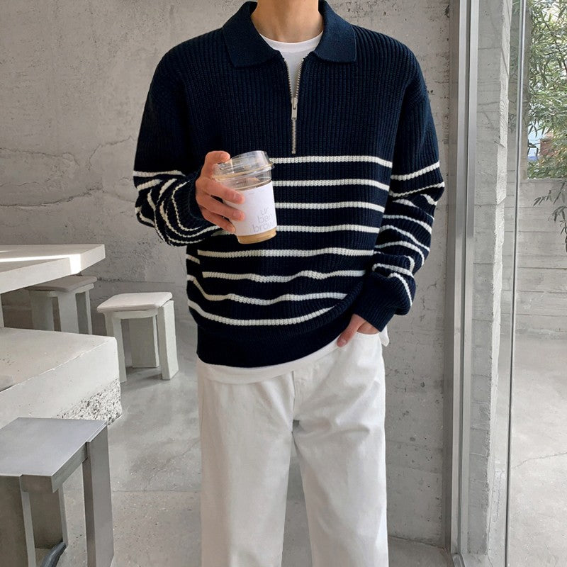 Vintage Striped Knit Pullover Sweater