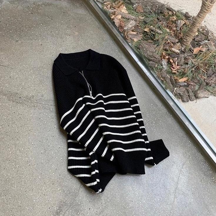 Vintage Striped Knit Pullover Sweater