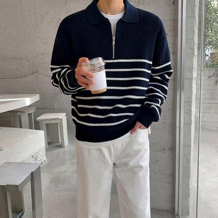 Vintage Striped Knit Pullover Sweater