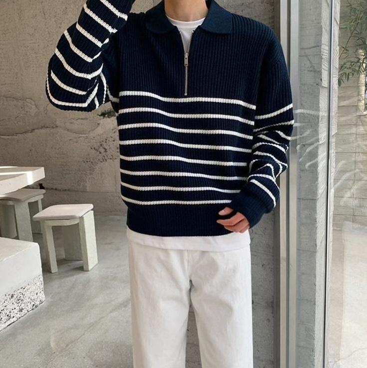 Vintage Striped Knit Pullover Sweater