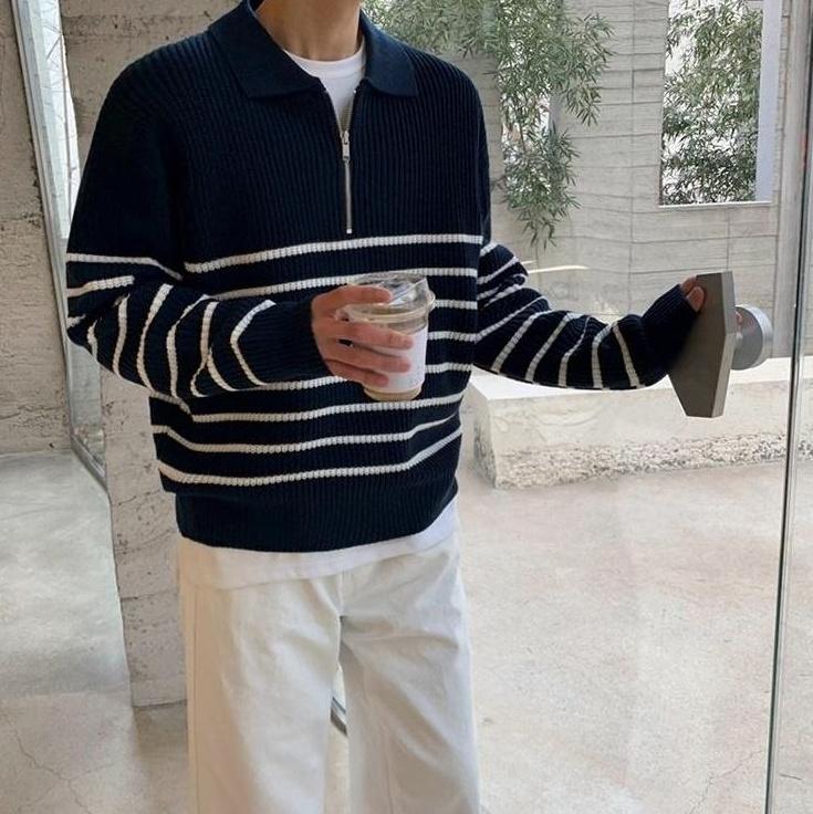 Vintage Striped Knit Pullover Sweater