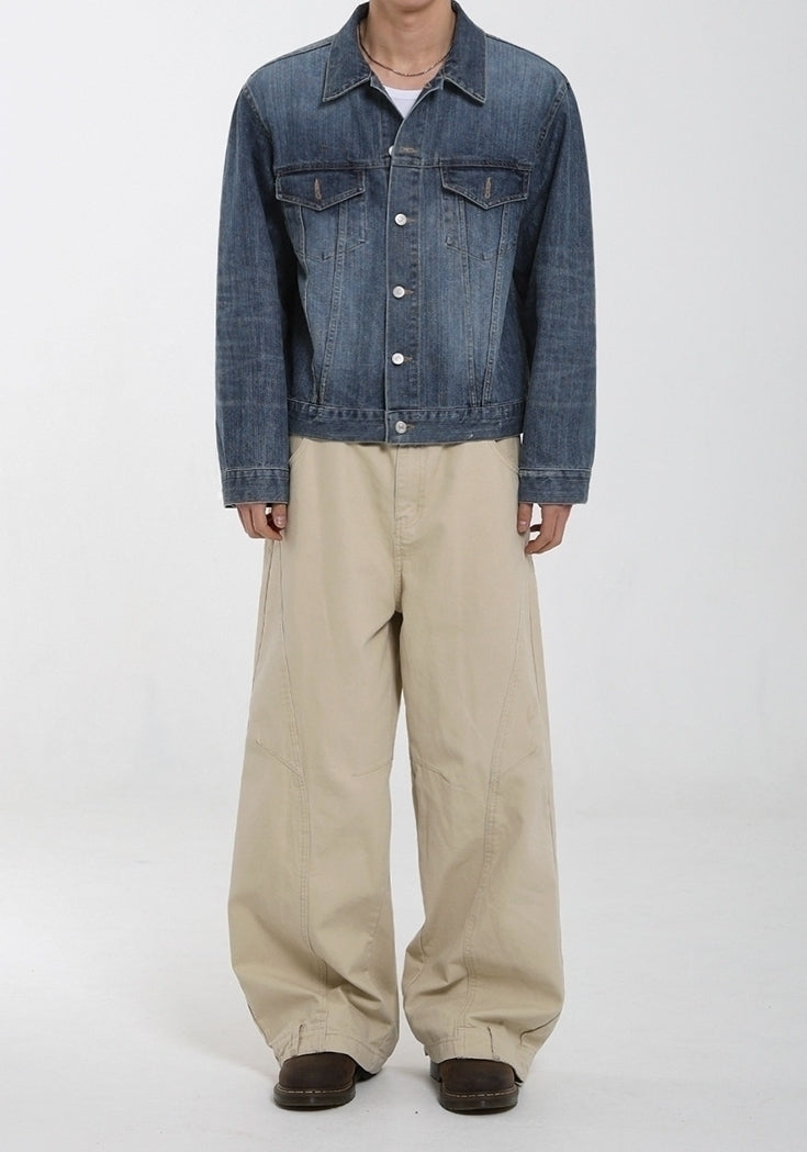 Vintage Style Denim Jacket With Turn Down Collar