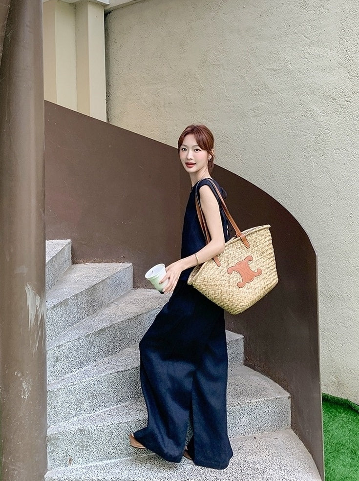 Vintage Style Fashion Two Piece Vest And Wide Leg Pants