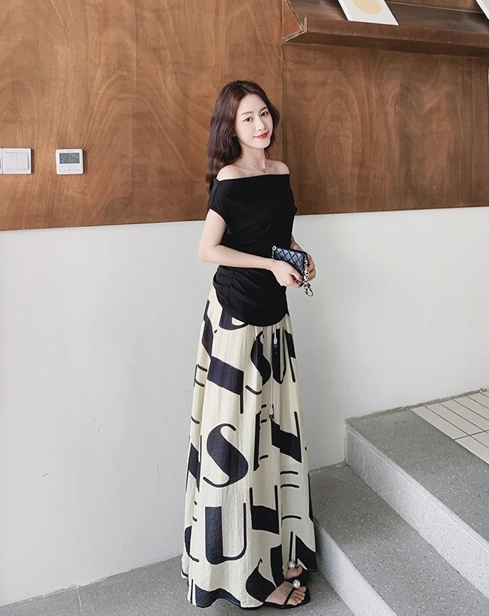 Vintage Style Floral Print Top And Skirt Set