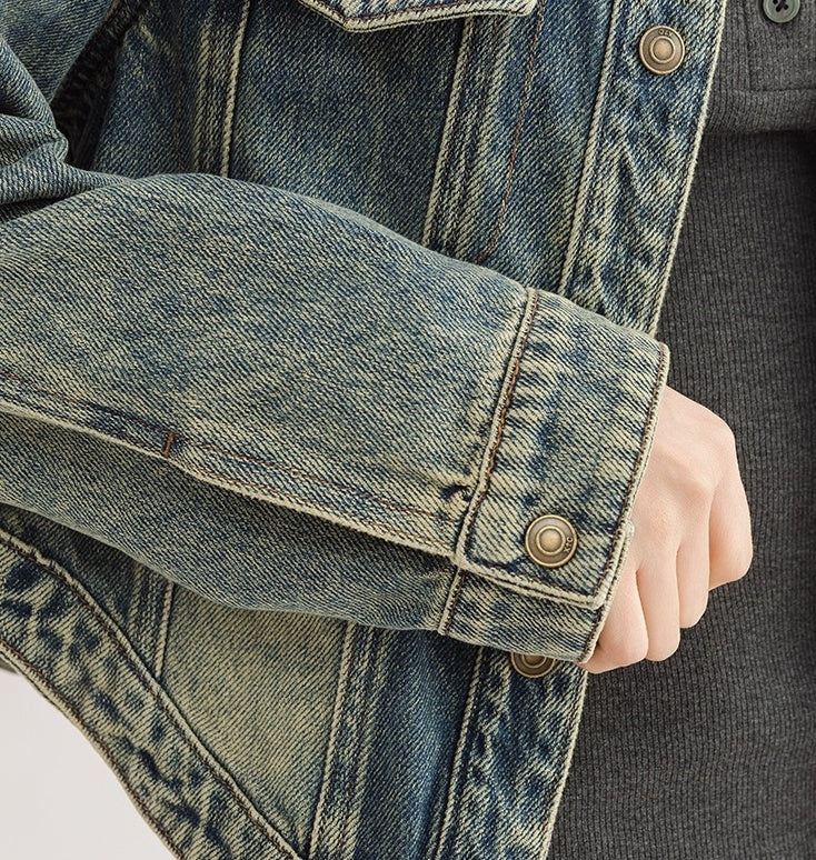 Vintage Style Loose Denim Jacket With Unique Design