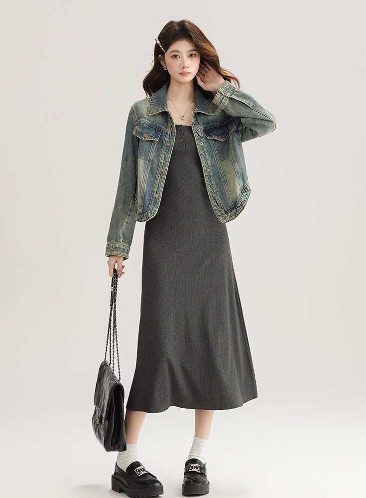Vintage Style Loose Denim Jacket With Unique Design