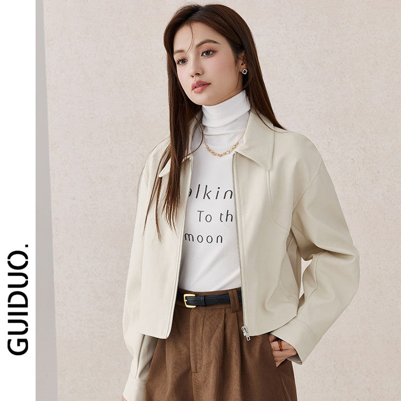 Vintage Style Pu Leather Jacket