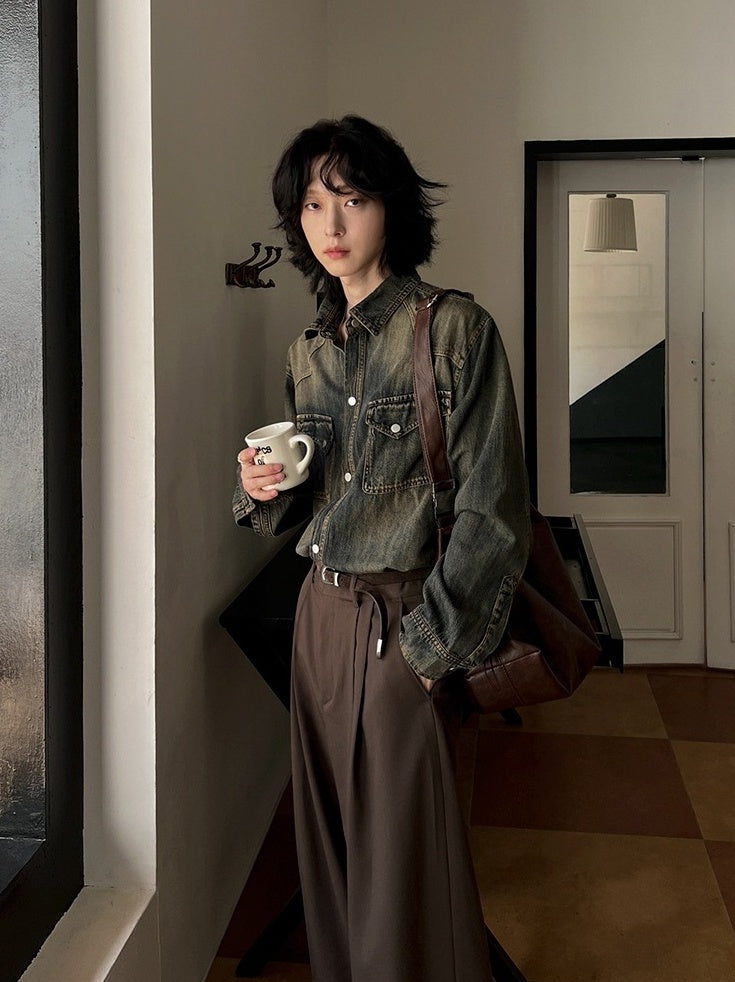 Vintage Style Relaxed Fit Casual Jacket Shirt