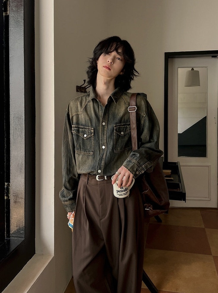 Vintage Style Relaxed Fit Casual Jacket Shirt