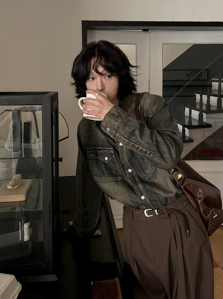 Vintage Style Relaxed Fit Casual Jacket Shirt
