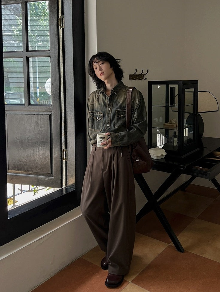 Vintage Style Relaxed Fit Casual Jacket Shirt