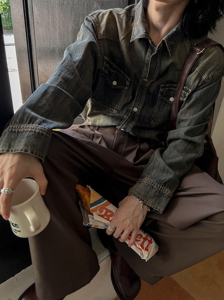 Vintage Style Relaxed Fit Casual Jacket Shirt