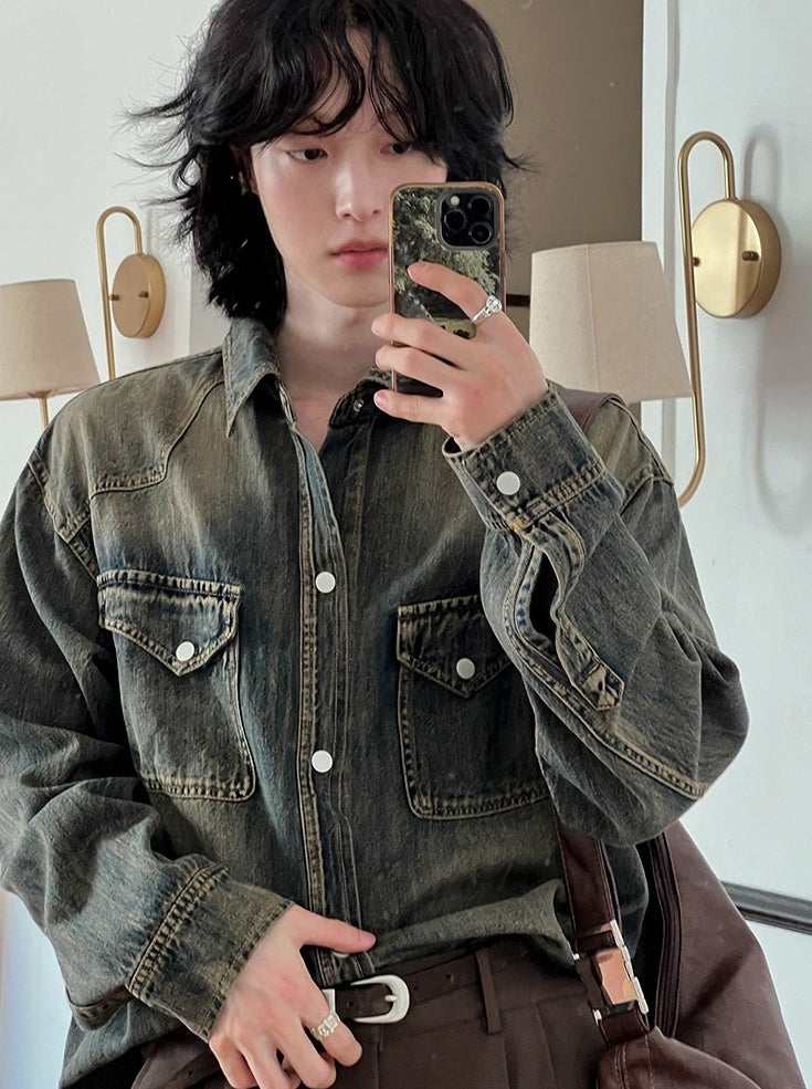 Vintage Style Relaxed Fit Casual Jacket Shirt