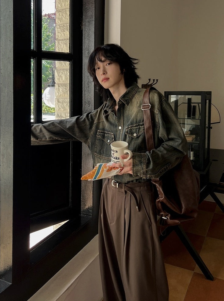 Vintage Style Relaxed Fit Casual Jacket Shirt