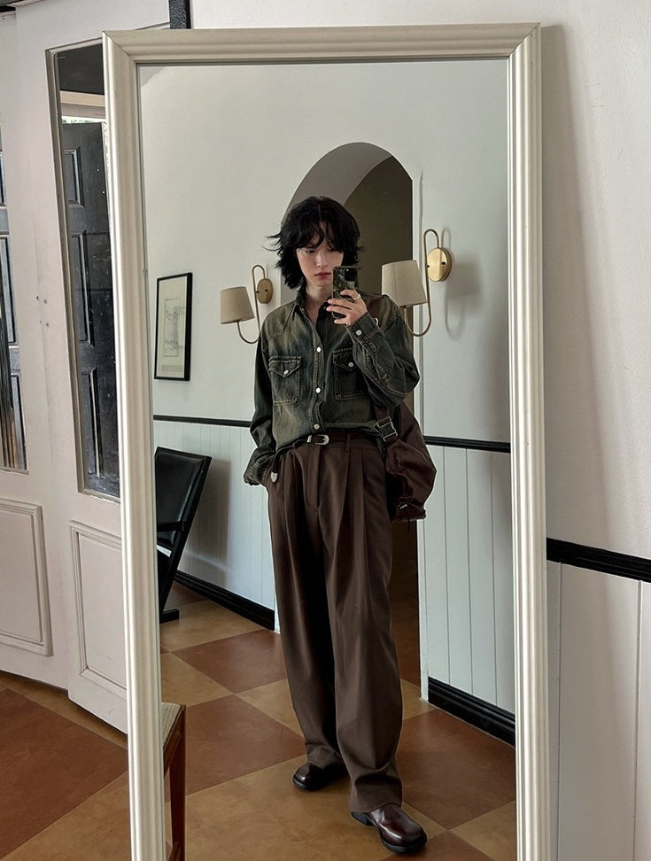 Vintage Style Relaxed Fit Casual Jacket Shirt