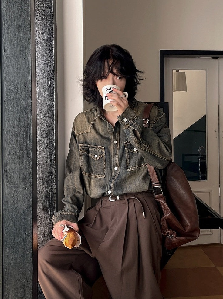 Vintage Style Relaxed Fit Casual Jacket Shirt