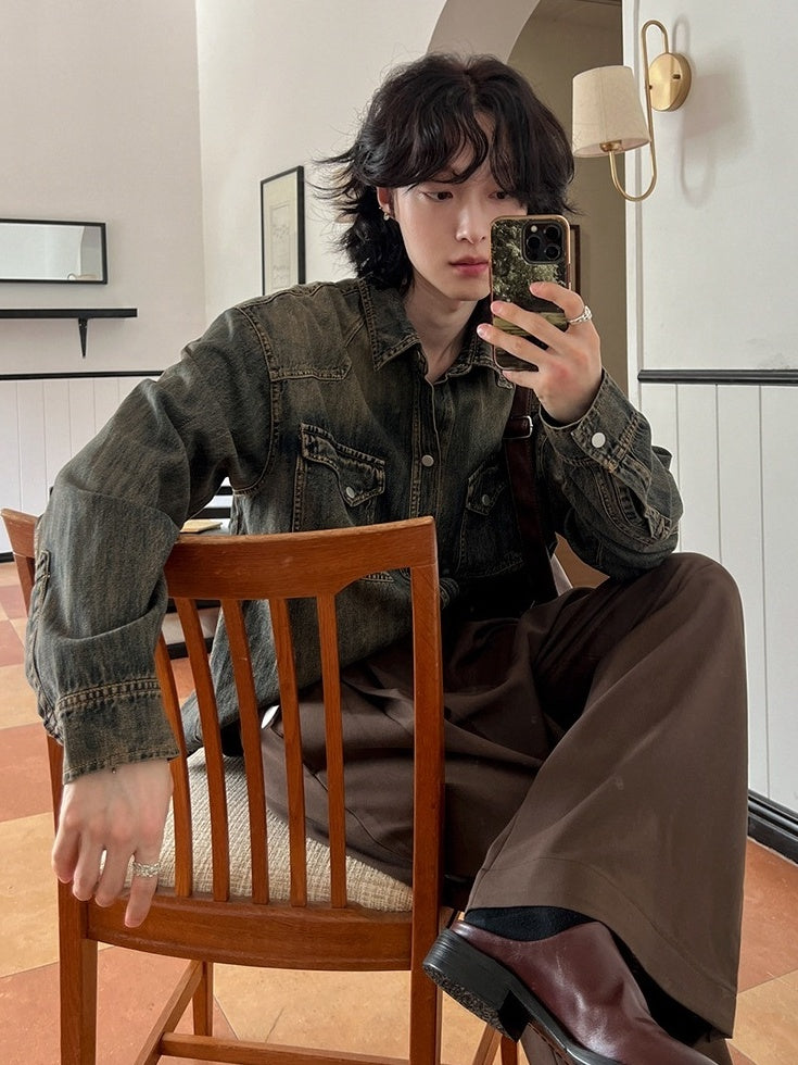 Vintage Style Relaxed Fit Casual Jacket Shirt
