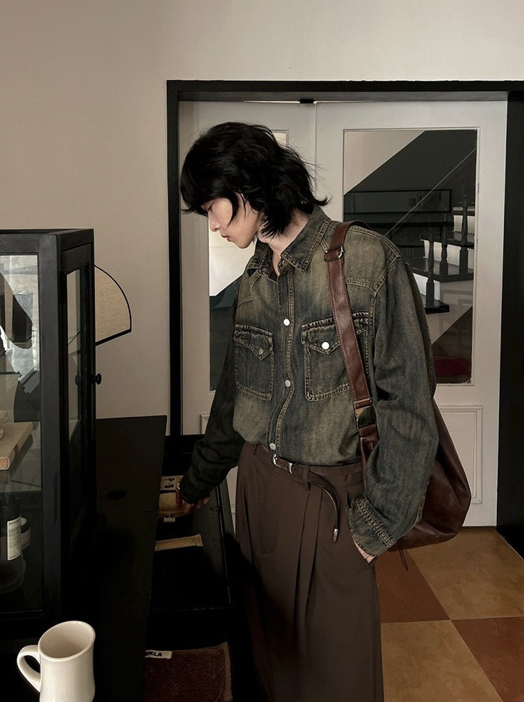 Vintage Style Relaxed Fit Casual Jacket Shirt