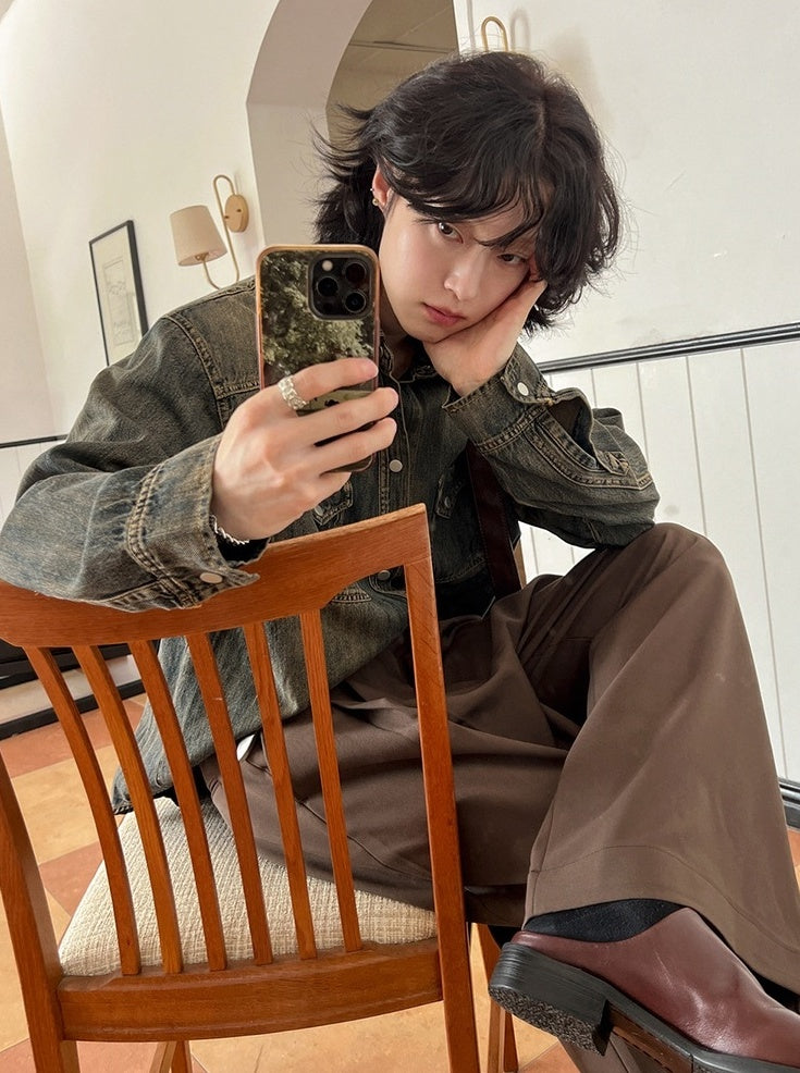 Vintage Style Relaxed Fit Casual Jacket Shirt