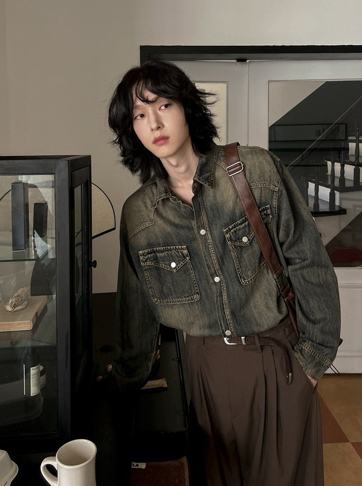 Vintage Style Relaxed Fit Casual Jacket Shirt