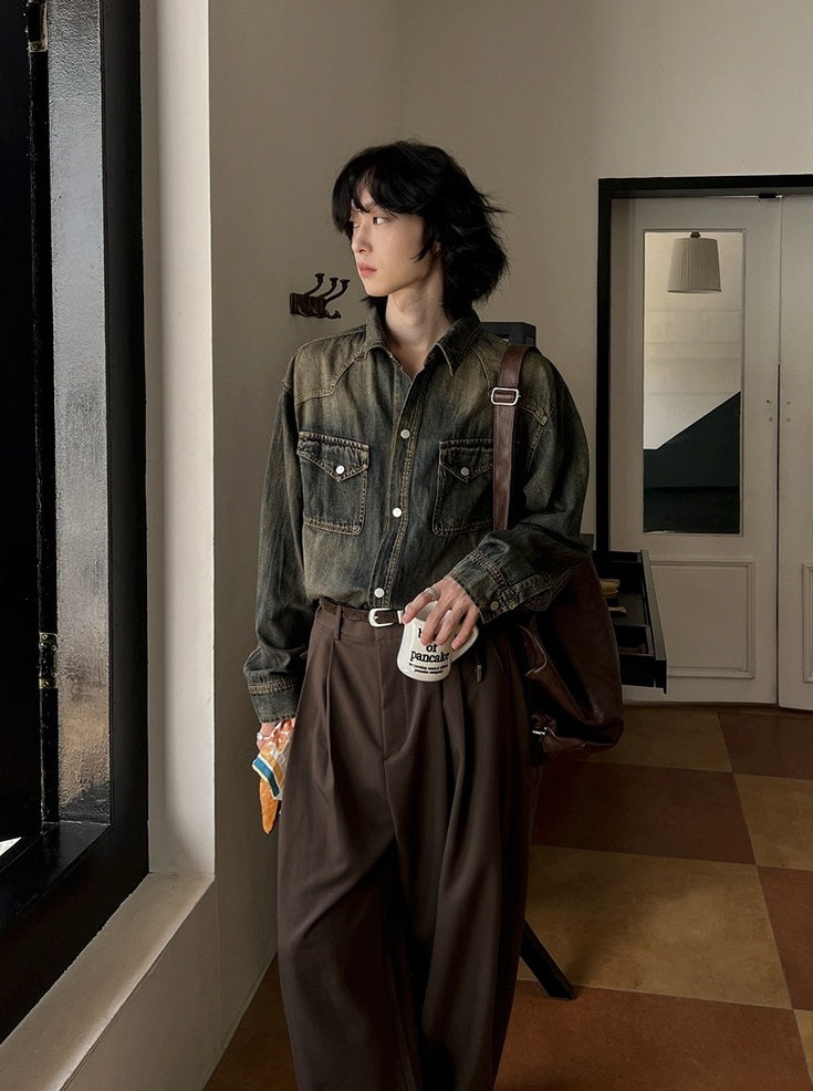 Vintage Style Relaxed Fit Casual Jacket Shirt