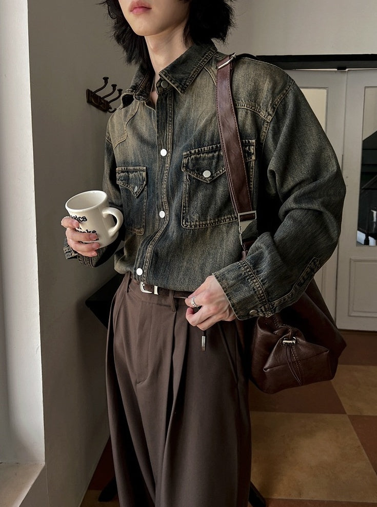 Vintage Style Relaxed Fit Casual Jacket Shirt