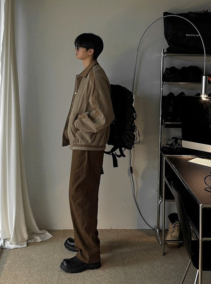 Corduroy Lapel Jacket Casual Loose Commute Outerwear