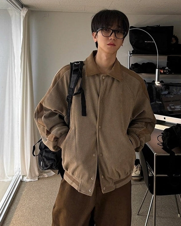 Corduroy Lapel Jacket Casual Loose Commute Outerwear