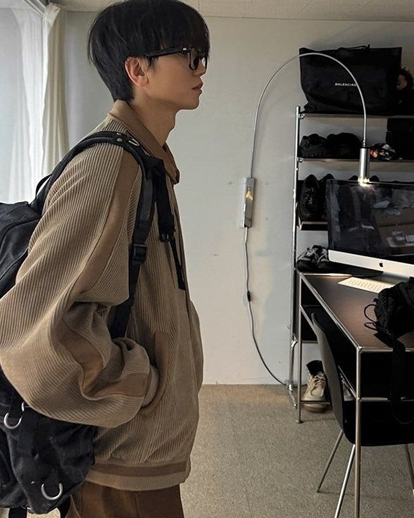 Corduroy Lapel Jacket Casual Loose Commute Outerwear