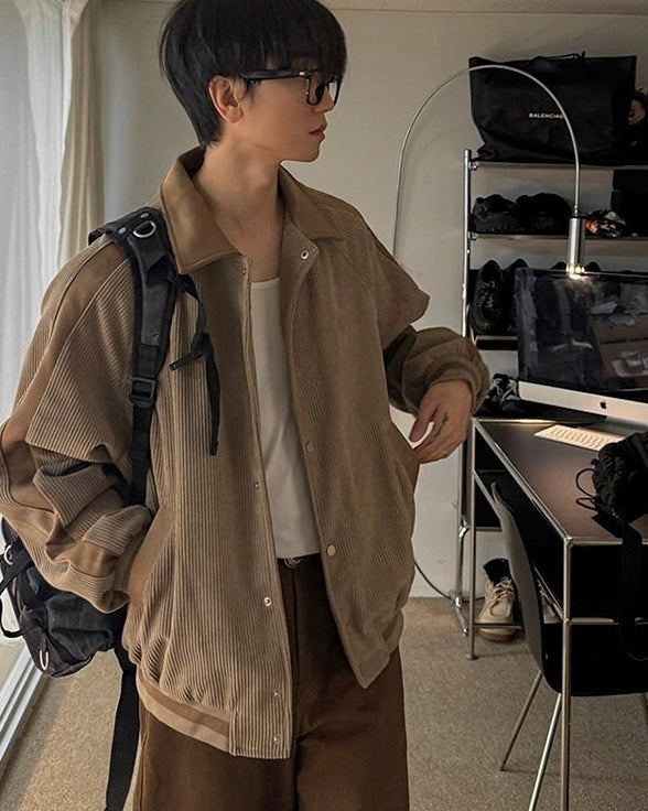 Corduroy Lapel Jacket Casual Loose Commute Outerwear