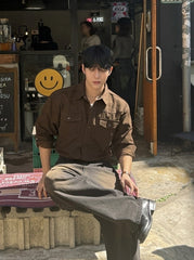 Vintage Utility Long Sleeve Casual Shirt Jacket