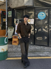 Vintage Utility Long Sleeve Casual Shirt Jacket